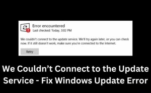 we couldn't connect to the update service