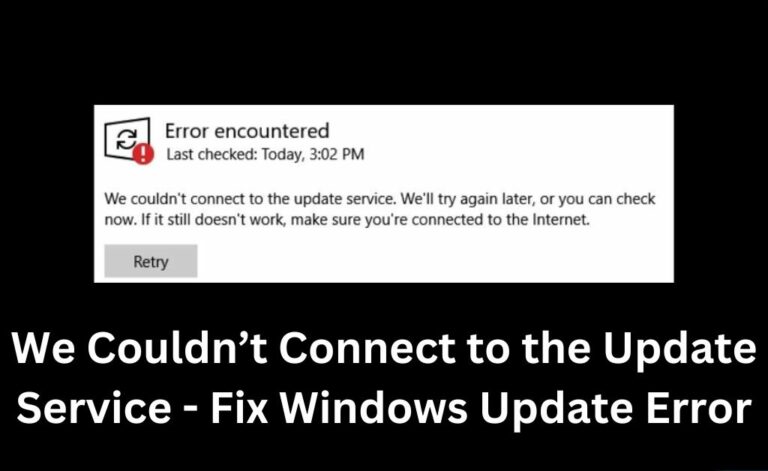 we couldn't connect to the update service